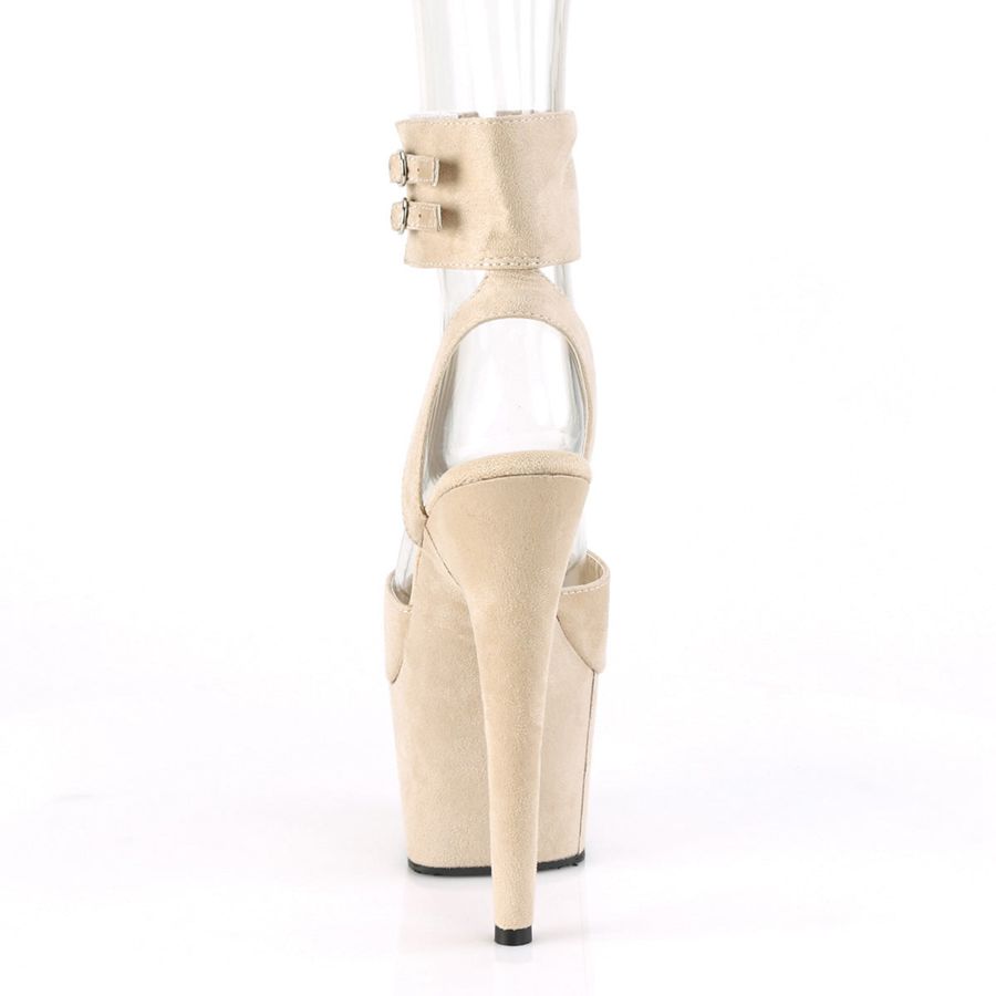 Women's Pleaser Adore-791FS Ankle Strap Sandals Beige | 567MLTGRY