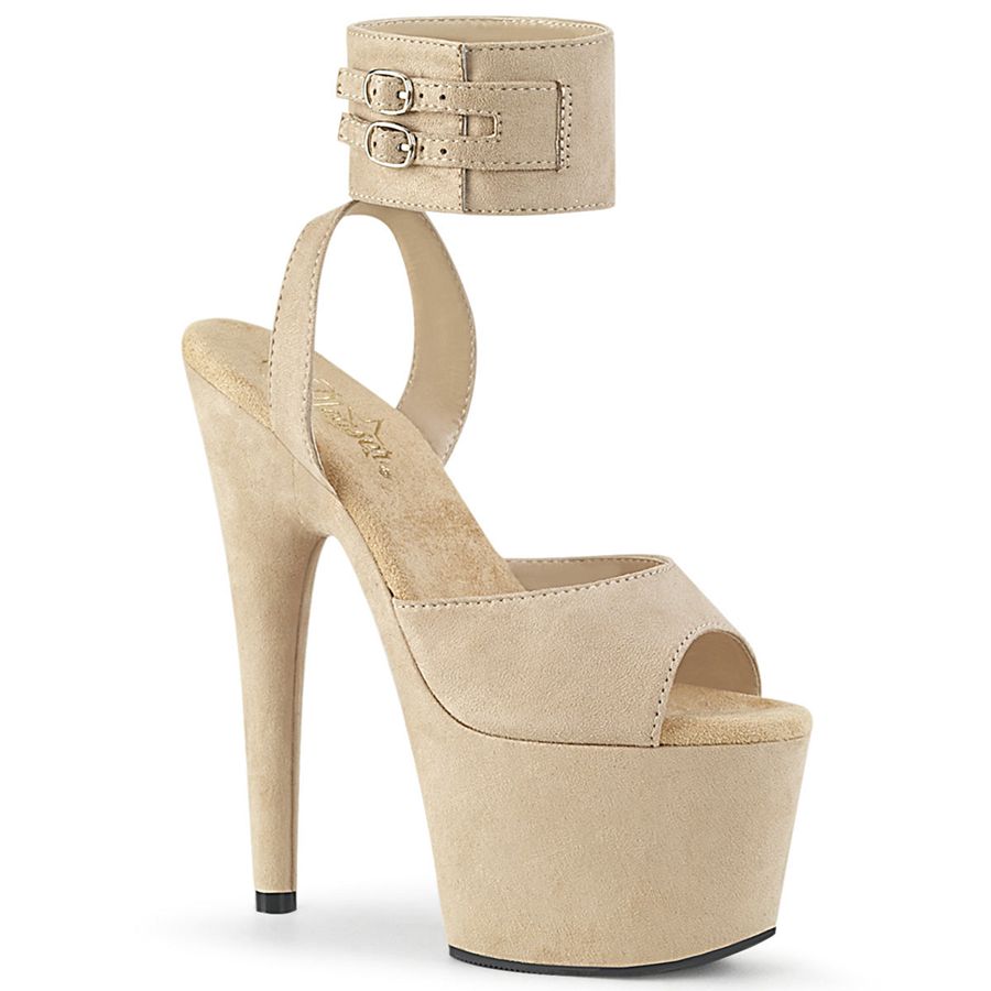 Women\'s Pleaser Adore-791FS Ankle Strap Sandals Beige | 567MLTGRY