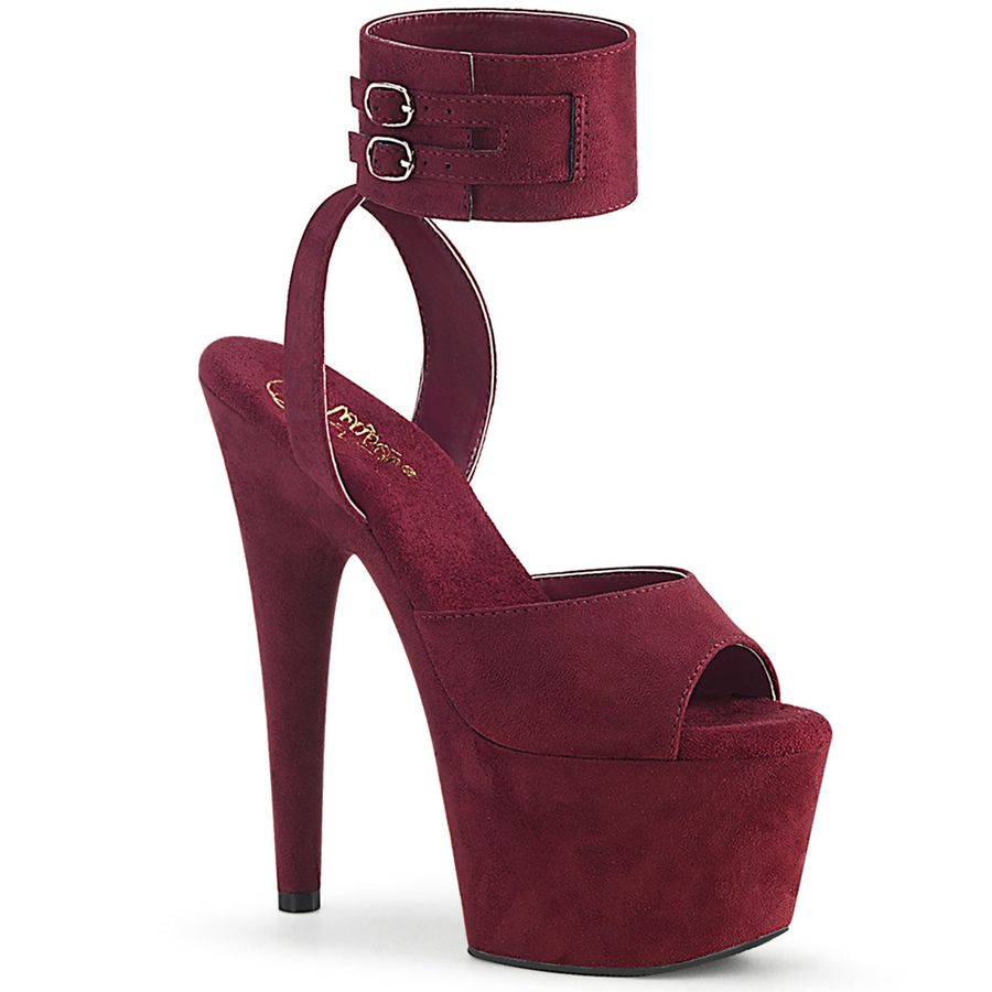 Women\'s Pleaser Adore-791FS Ankle Strap Sandals Burgundy | 830XCZVRH