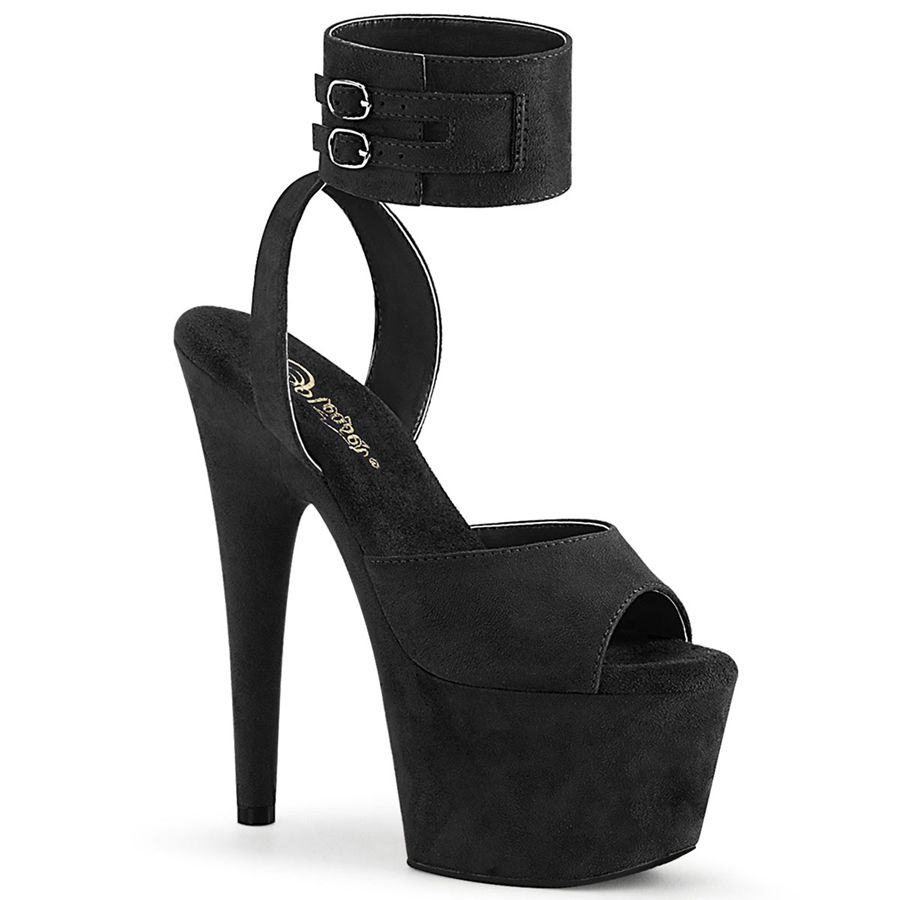 Women\'s Pleaser Adore-791FS Ankle Strap Sandals Black | 895EXULMW