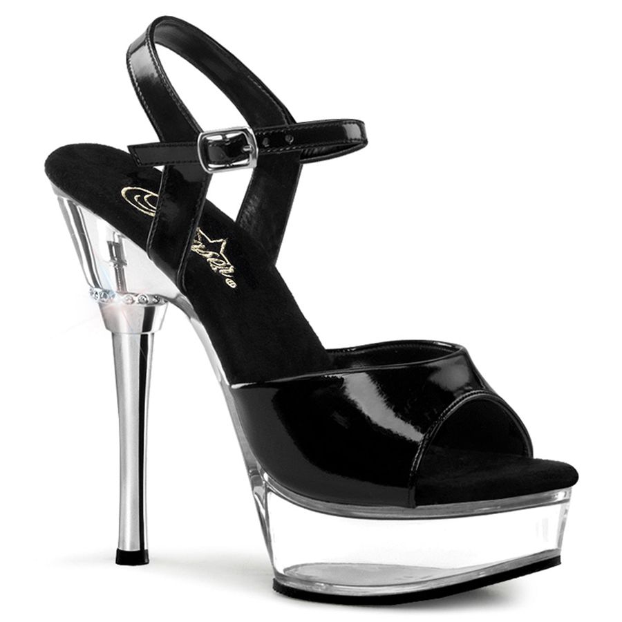 Women\'s Pleaser Allure-609 Ankle Strap Sandals Clear | 903CYPEUR