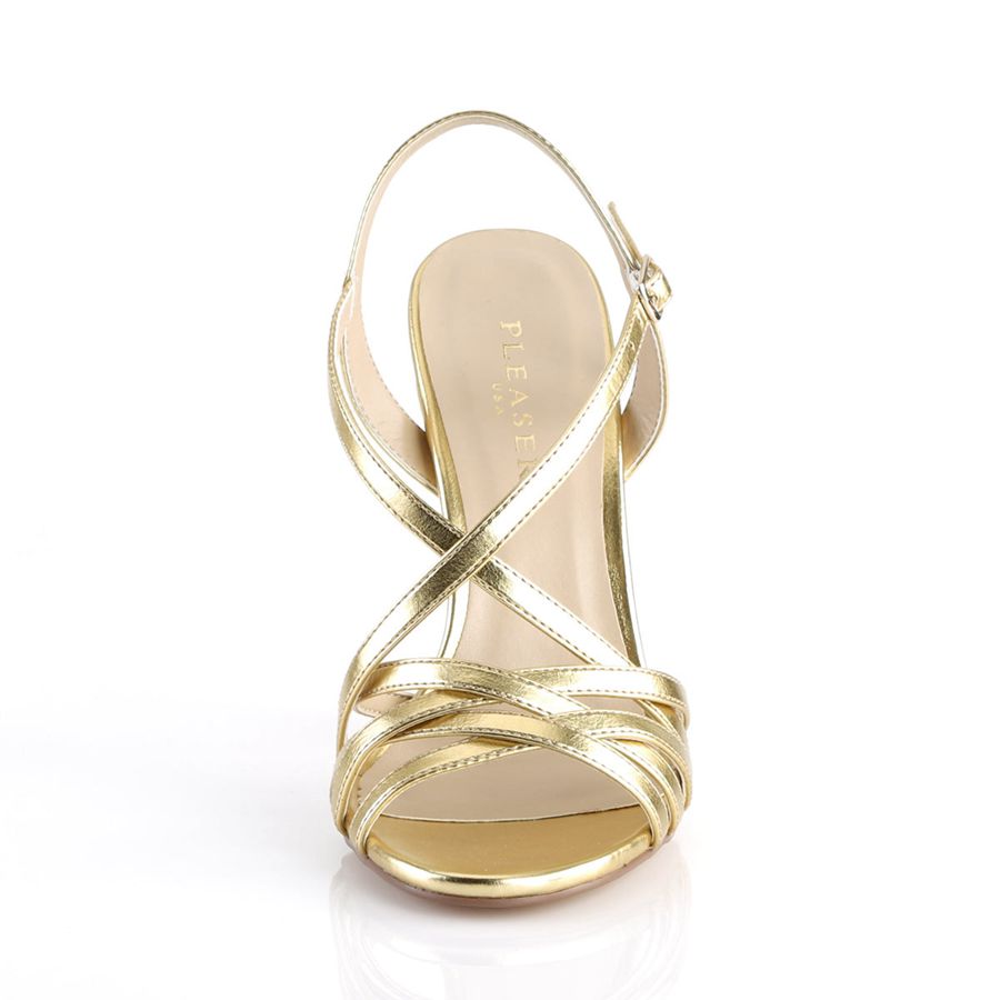 Women's Pleaser Amuse-13 Ankle Strap Sandals Gold | 896JCSFDP