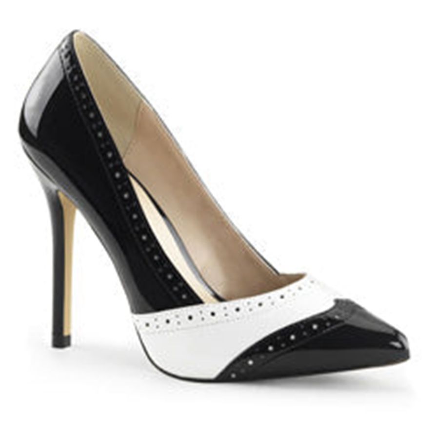 Women's Pleaser Amuse-26 Pumps Black White | 875DUZWMR