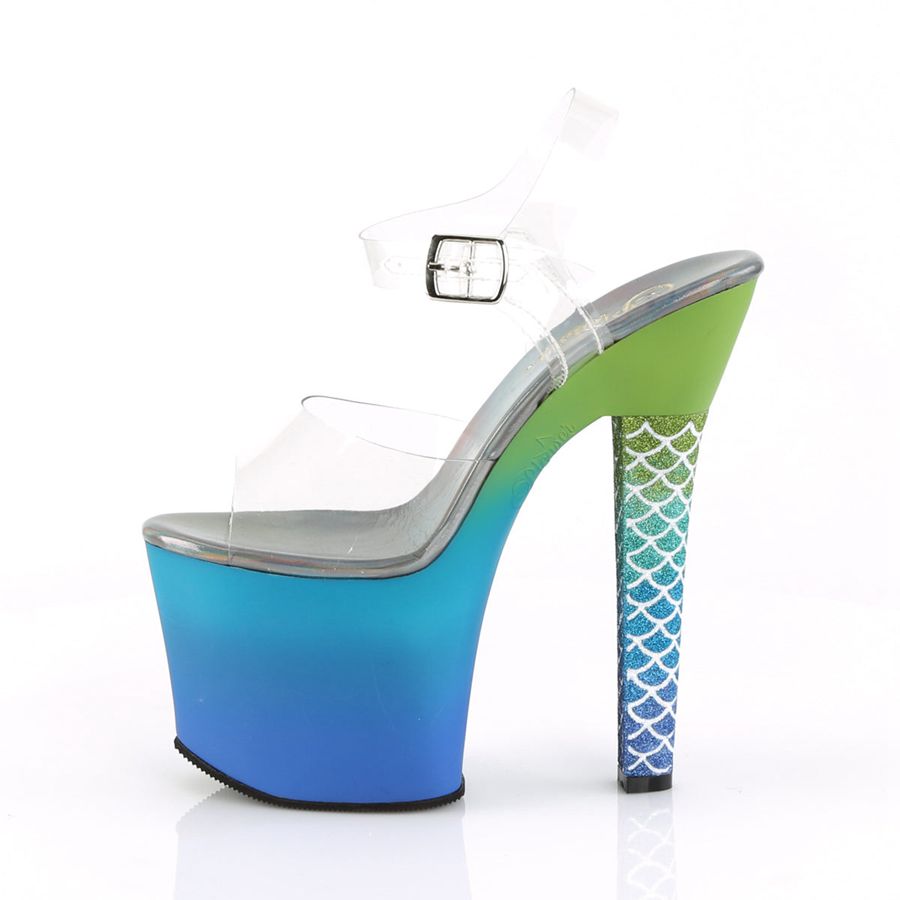 Women's Pleaser Ariel-708OMBRE Ankle Strap Sandals Blue | 392BKMIZC