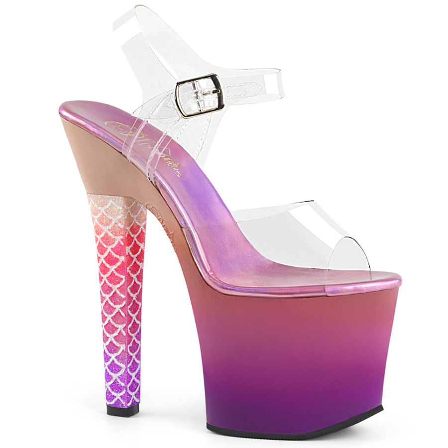 Women\'s Pleaser Ariel-708OMBRE Ankle Strap Sandals Pink | 814KGLZPC