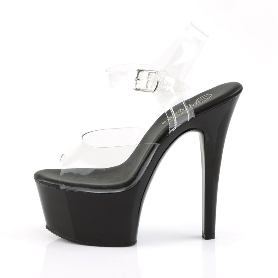 Women's Pleaser Aspire-608 Ankle Strap Sandals Black | 201UXVORT