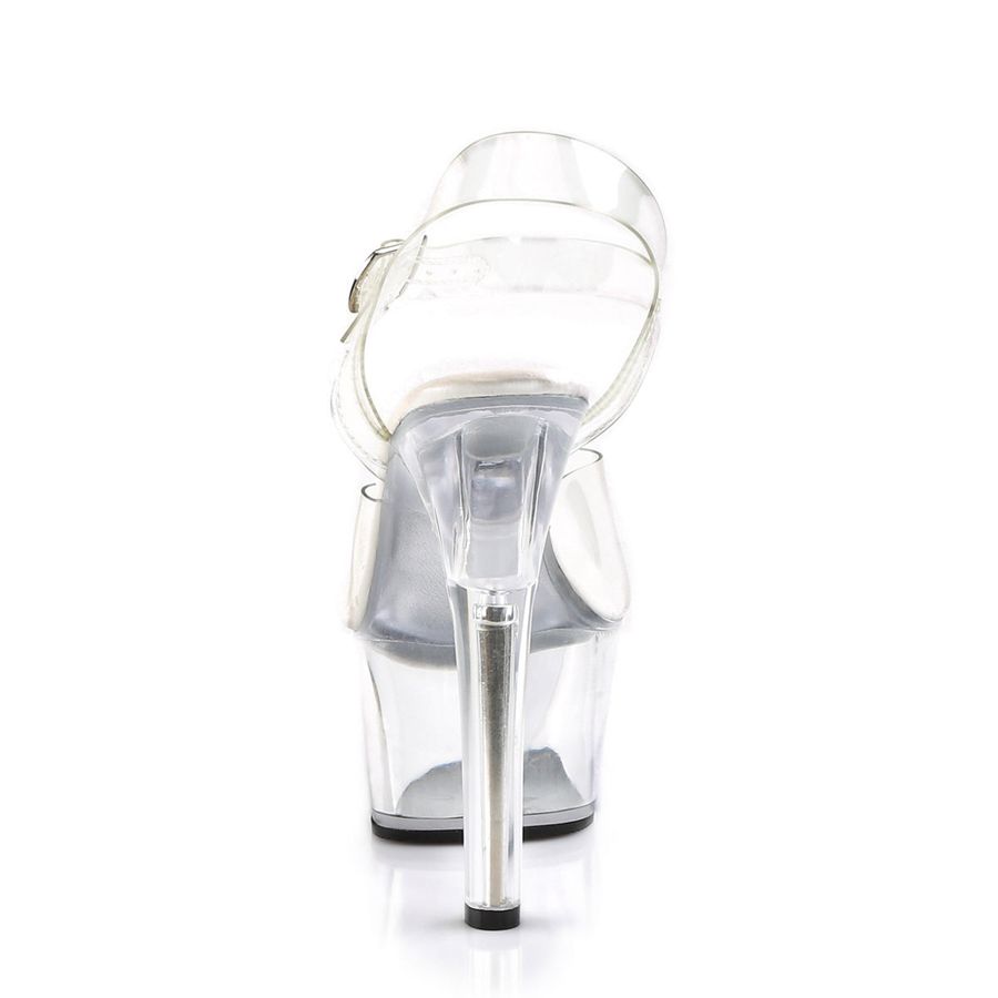 Women's Pleaser Aspire-608 Ankle Strap Sandals White | 826GIKPUR