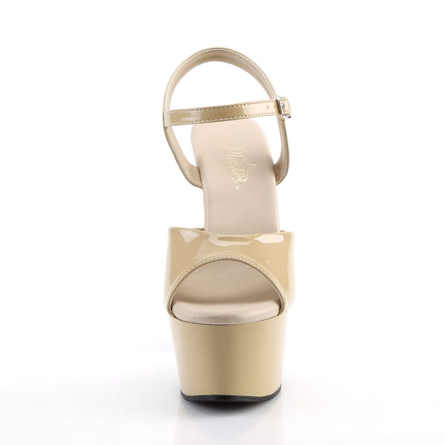 Women's Pleaser Aspire-609 Ankle Strap Sandals Beige | 871LQIERP