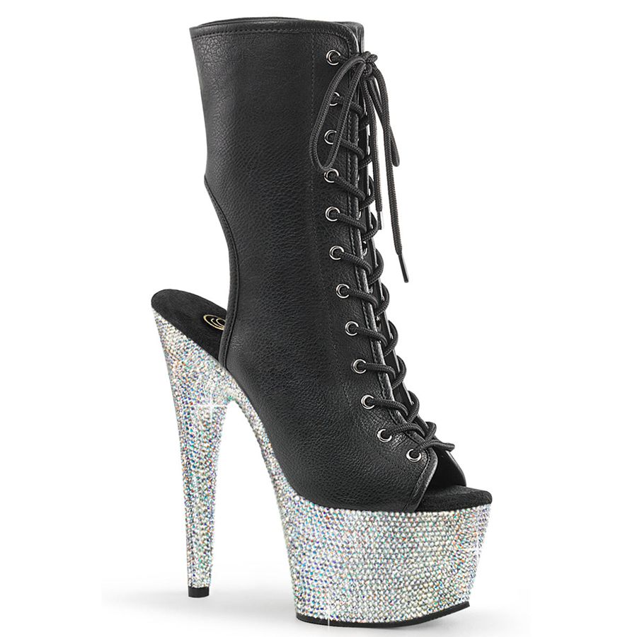 Women\'s Pleaser Bejeweled-1016-7 Ankle Boots Black | 307FAUDMC