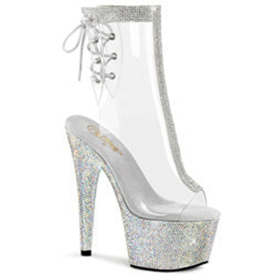 Women's Pleaser Bejeweled-1018C-2RS Ankle Boots Silver | 587JNLPUS