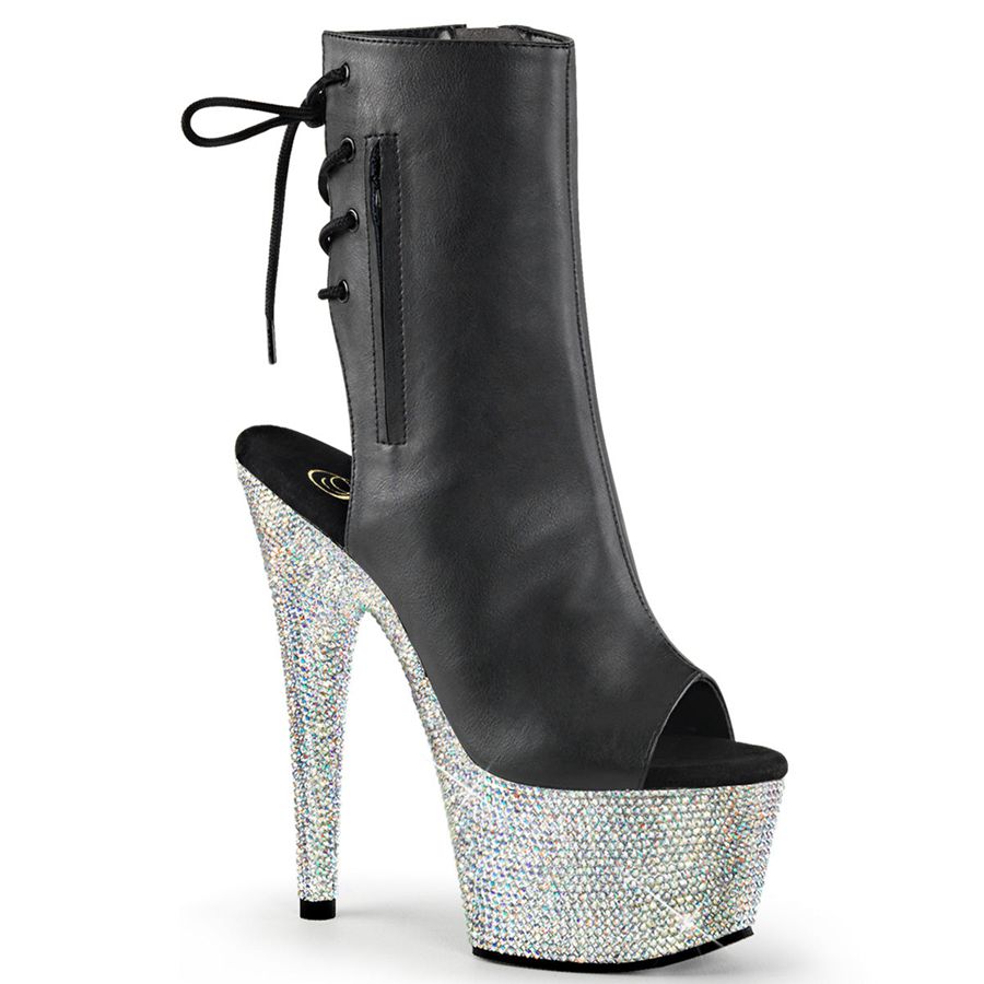 Women\'s Pleaser Bejeweled-1018DM-7 Ankle Boots Black | 269RTPZGX