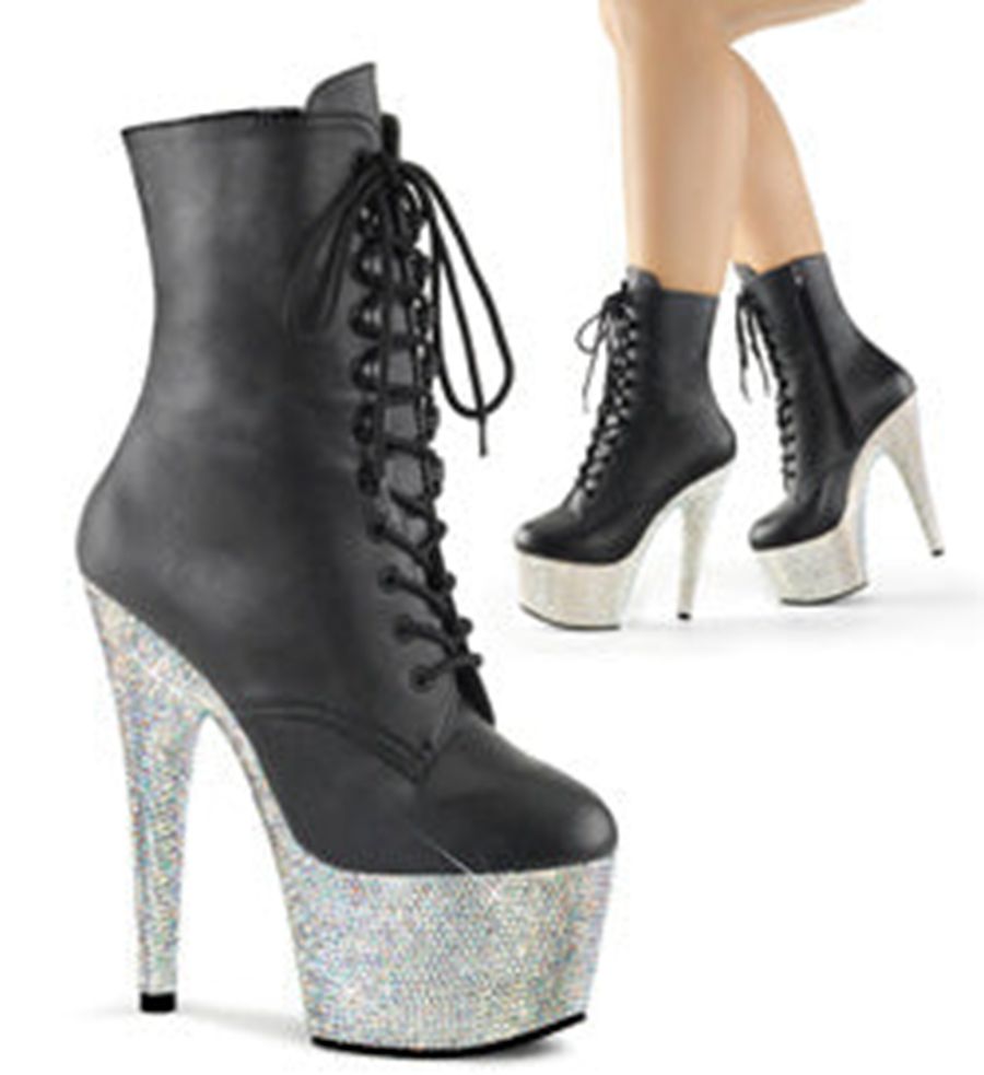 Women's Pleaser Bejeweled-1020-7 Ankle Boots Black | 732MRUTOW