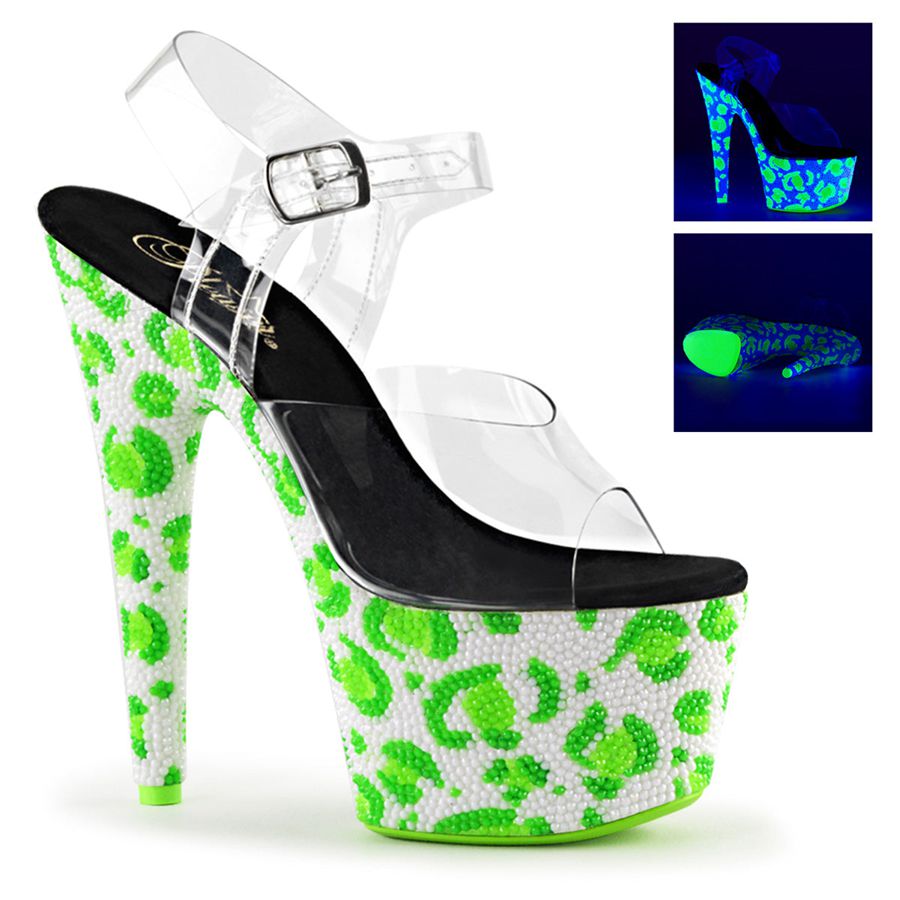 Women\'s Pleaser Bejeweled-708UVLP Ankle Strap Sandals Green | 528GNSPHI