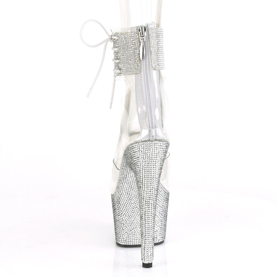 Women's Pleaser Bejeweled-724RS Heels Silver | 745RSMTXB