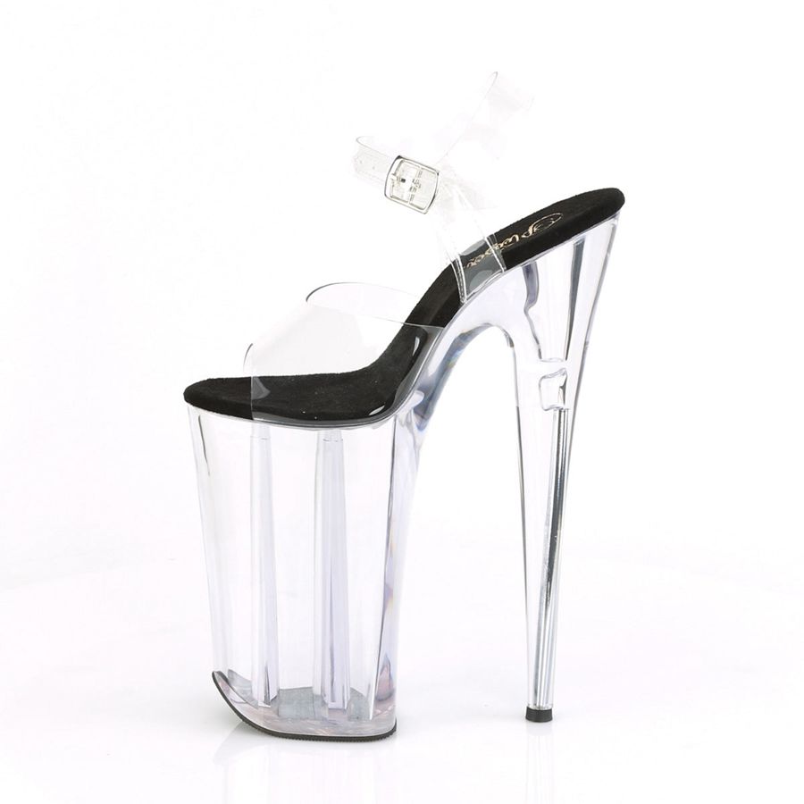 Women's Pleaser Beyond-008 Ankle Strap Sandals Clear | 471EWCRKQ