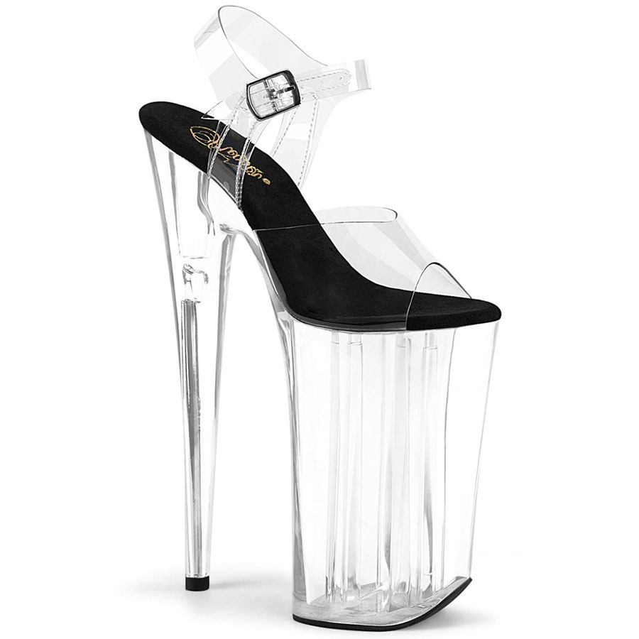 Women\'s Pleaser Beyond-008 Ankle Strap Sandals Clear | 471EWCRKQ