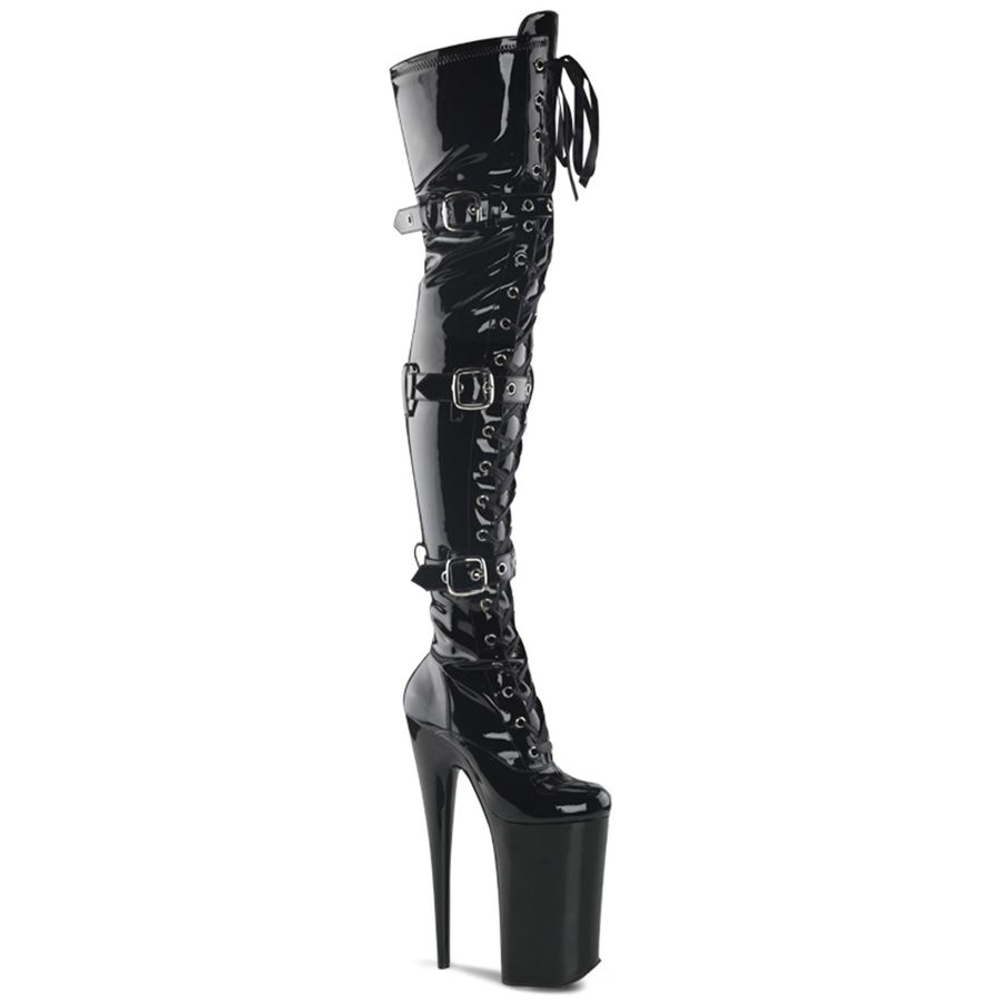 Women\'s Pleaser Beyond-3028 Thigh High Boots Black | 309DAZVQU