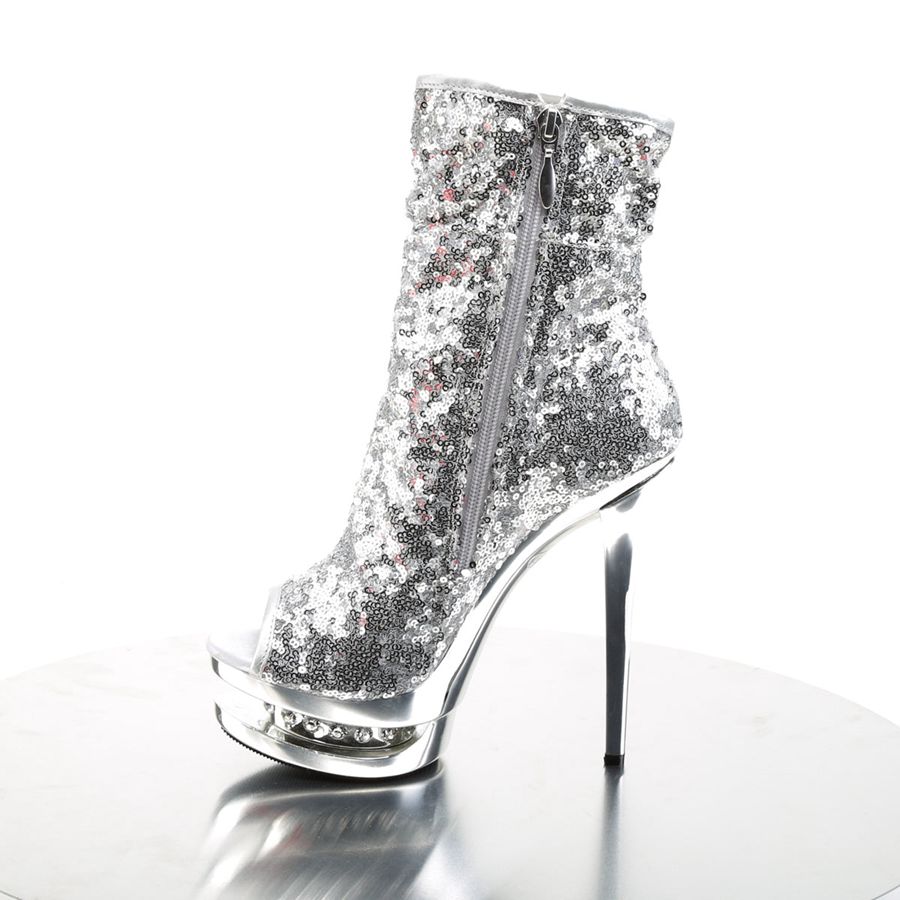 Women's Pleaser Blondie-R-1008 Ankle Boots Silver | 895MGBYHT