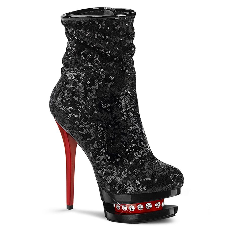 Women\'s Pleaser Blondie-R-1009 Ankle Boots Black Red | 371KVLNOI