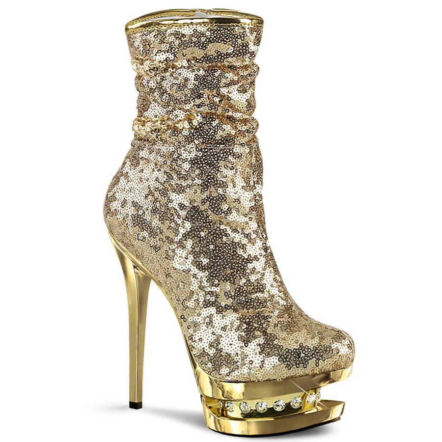 Women\'s Pleaser Blondie-R-1009 Ankle Boots Gold | 380FKLQUZ