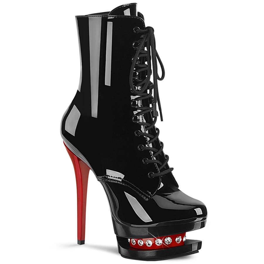 Women\'s Pleaser Blondie-R-1020 Ankle Boots Black Red | 074RDHVKB