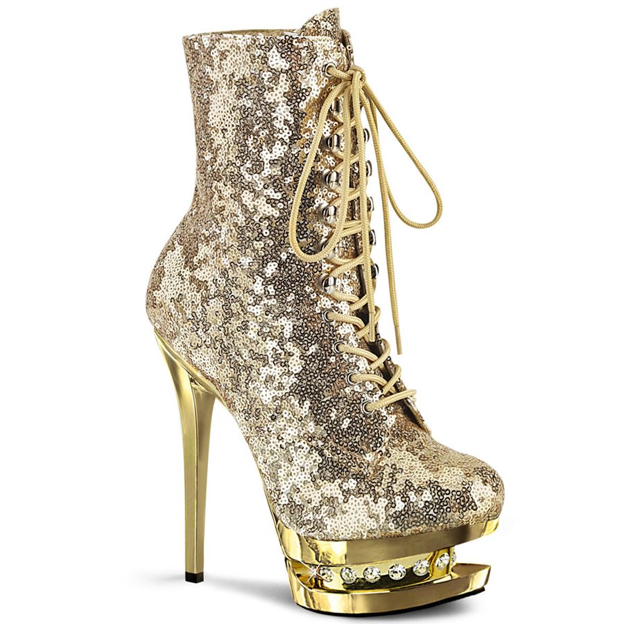 Women\'s Pleaser Blondie-R-1020 Ankle Boots Gold | 420OEGUML