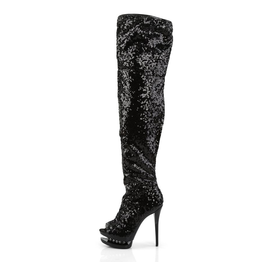 Women's Pleaser Blondie-R-3011 Thigh High Boots Black | 802IRHENP