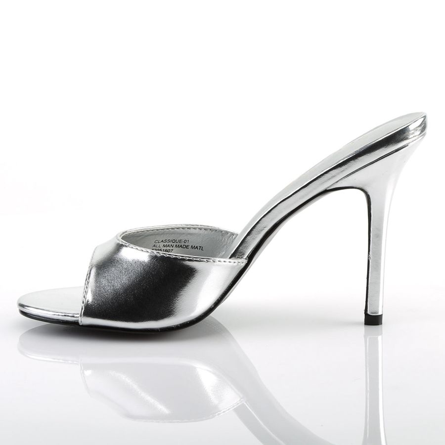 Women's Pleaser Classique-01 Heels Silver | 760PYQHVF