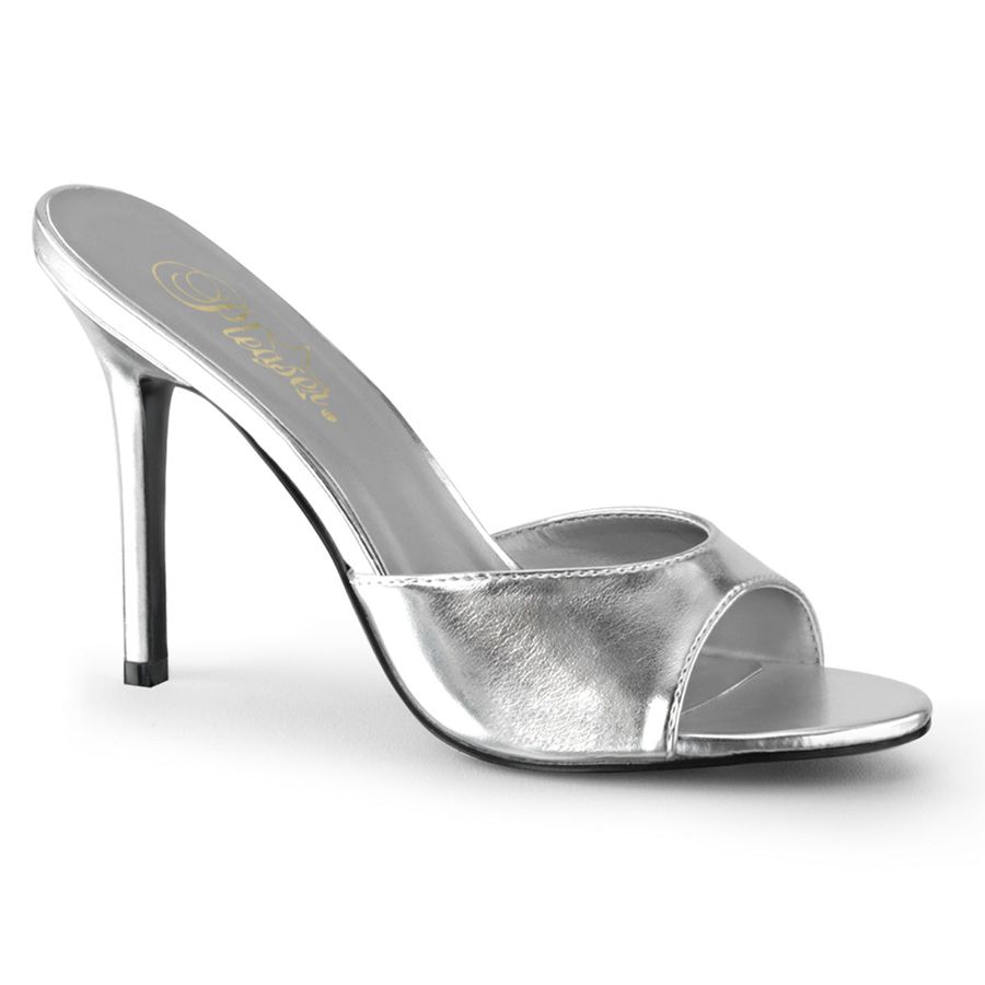 Women\'s Pleaser Classique-01 Heels Silver | 760PYQHVF