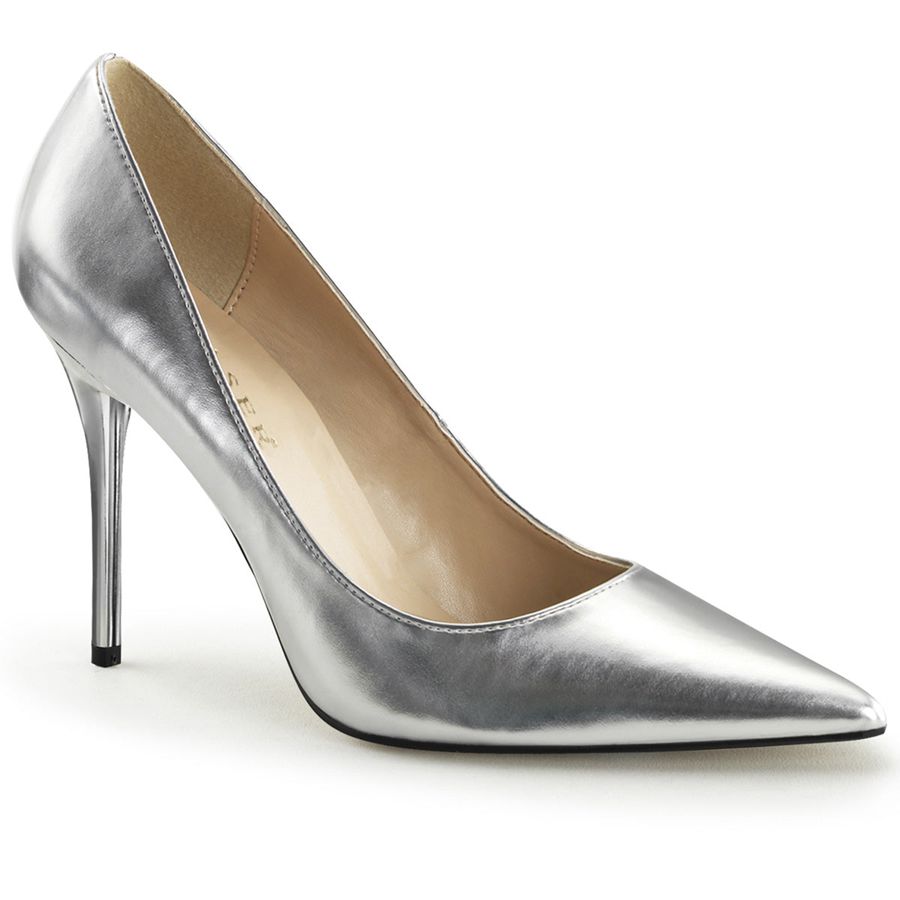 Women\'s Pleaser Classique-20 Pumps Silver | 652PYMVXZ