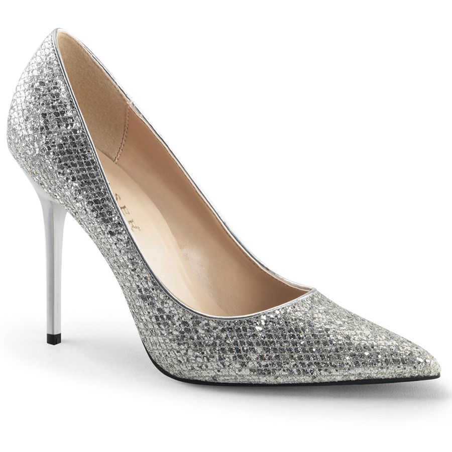 Women\'s Pleaser Classique-20 Pumps Silver | 703BGYCRD