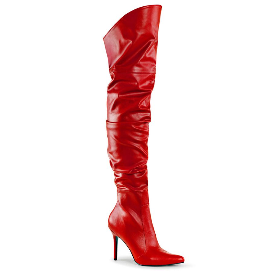 Women\'s Pleaser Classique-3011 Thigh High Boots Red | 903XHOBTC