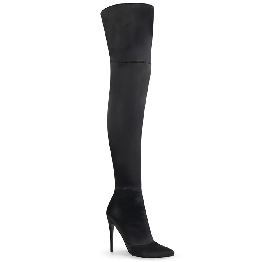 Women\'s Pleaser Courtly-3012 Thigh High Boots Black | 457BODMGZ