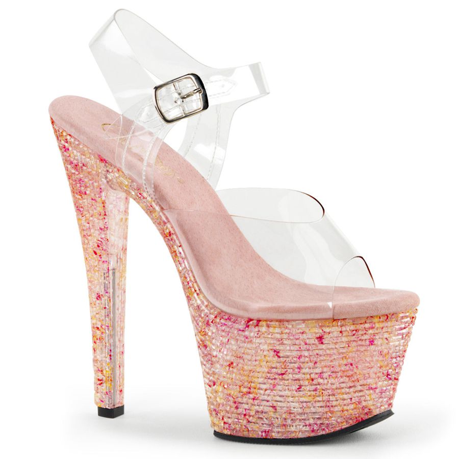 Women\'s Pleaser Crystalize-308TL Ankle Strap Sandals Pink | 905RVYLTB