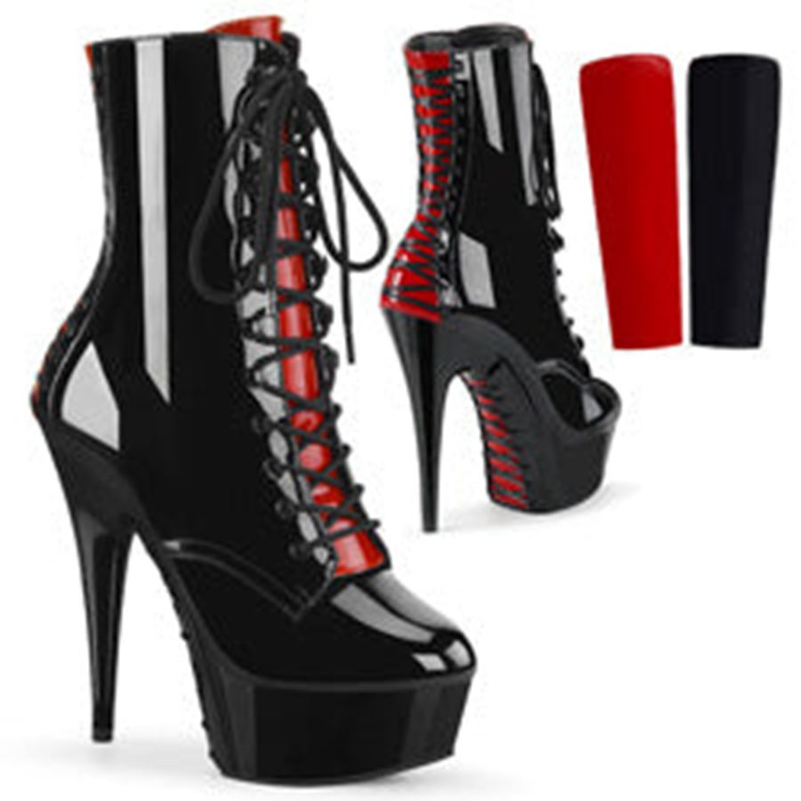 Women's Pleaser Delight-1020FH Ankle Boots Black Red | 274BVEAZY