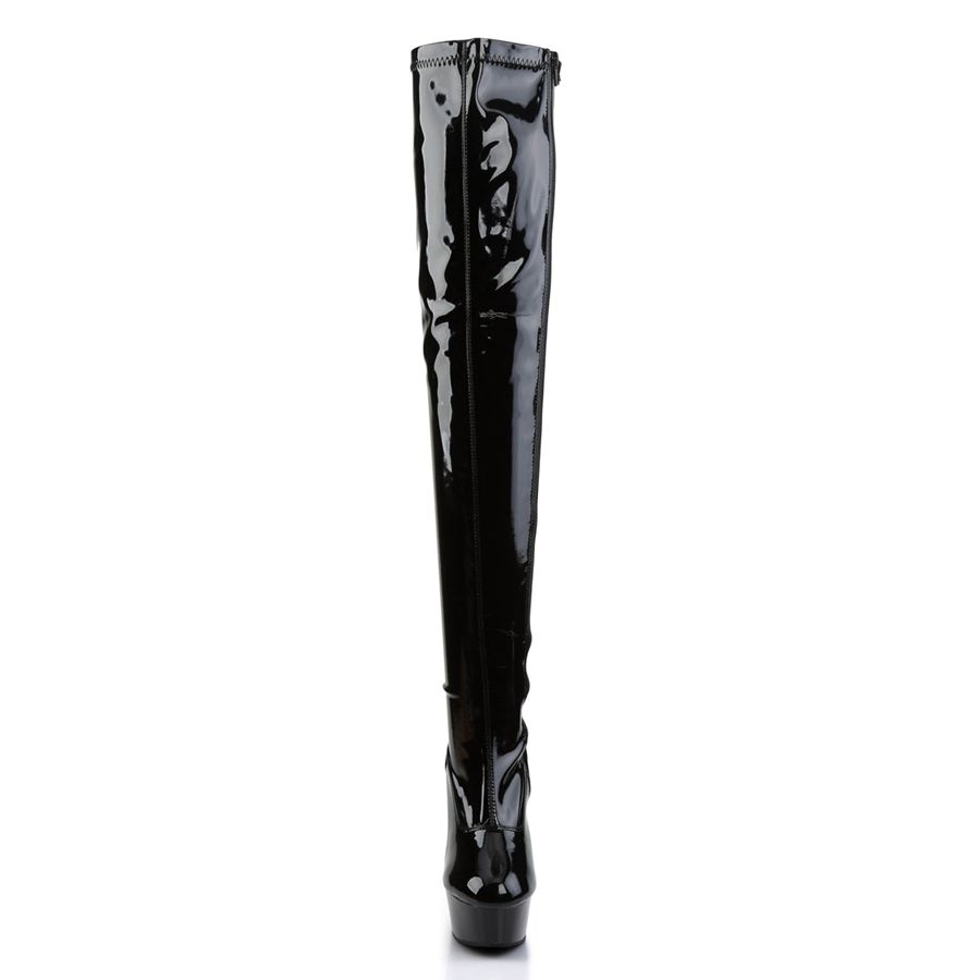 Women's Pleaser Delight-3000 Thigh High Boots Black | 368XEPOKD