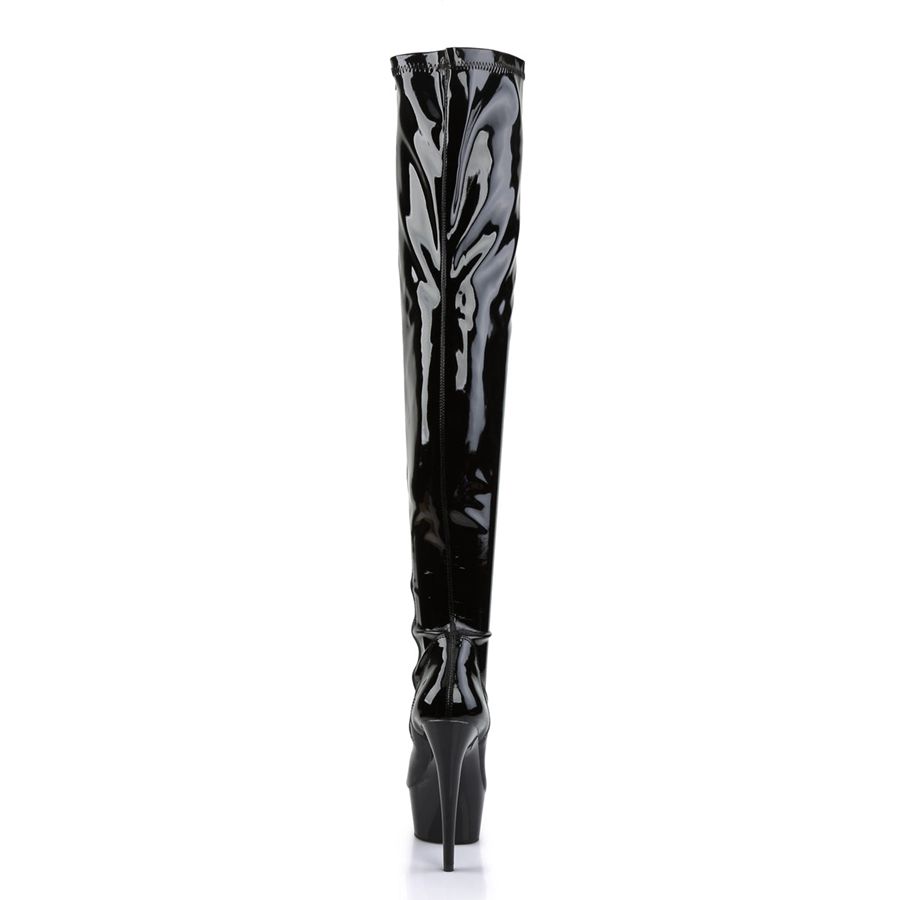 Women's Pleaser Delight-3000 Thigh High Boots Black | 368XEPOKD