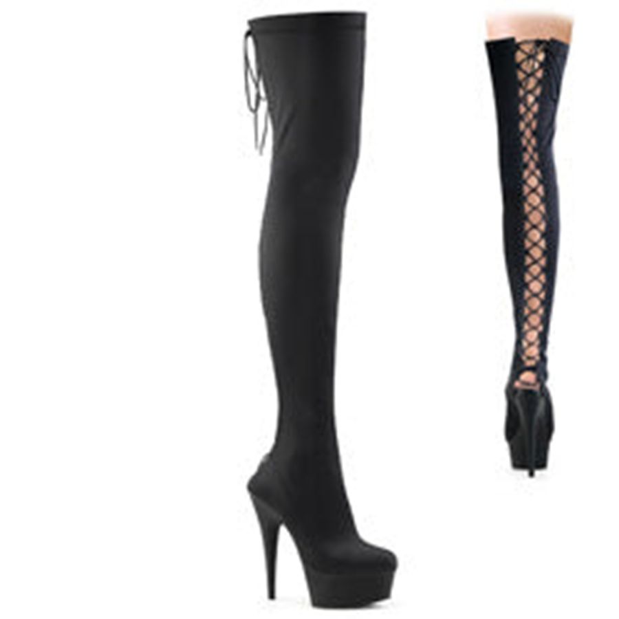 Women's Pleaser Delight-3003 Thigh High Boots Black | 863LTXKBC