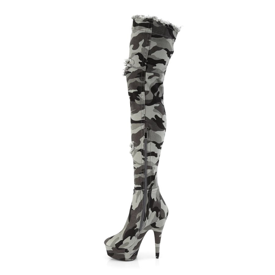 Women's Pleaser Delight-3005 Thigh High Boots Camouflage | 165YVZSPA