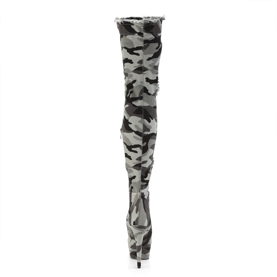 Women's Pleaser Delight-3005 Thigh High Boots Camouflage | 165YVZSPA