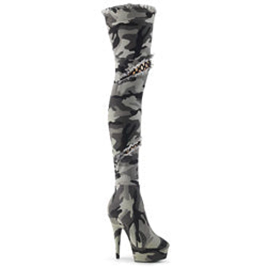 Women's Pleaser Delight-3005 Thigh High Boots Camouflage | 165YVZSPA