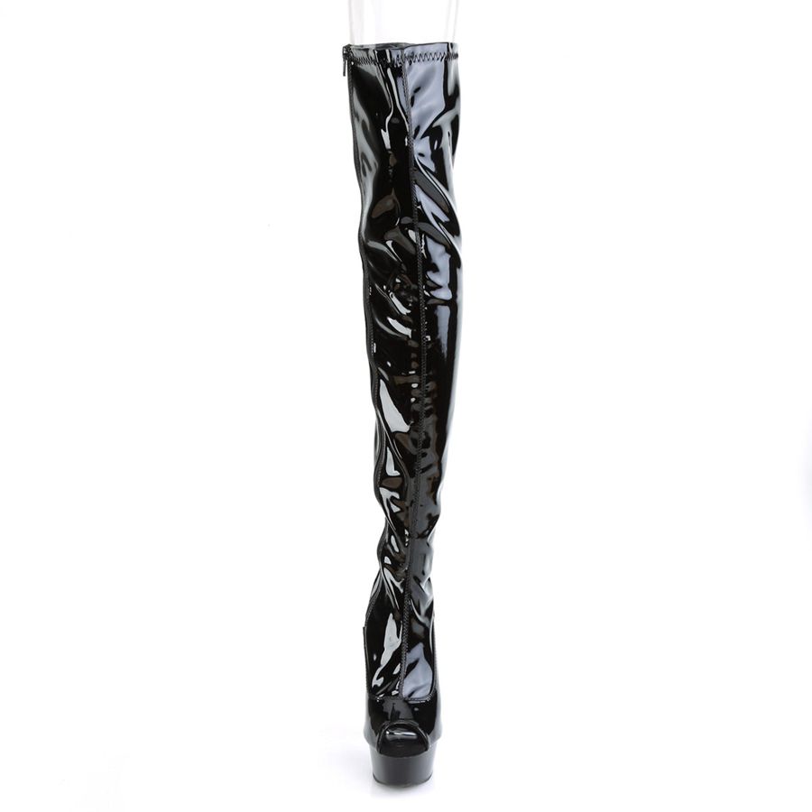 Women's Pleaser Delight-3011 Thigh High Boots Black | 720CGAIWD