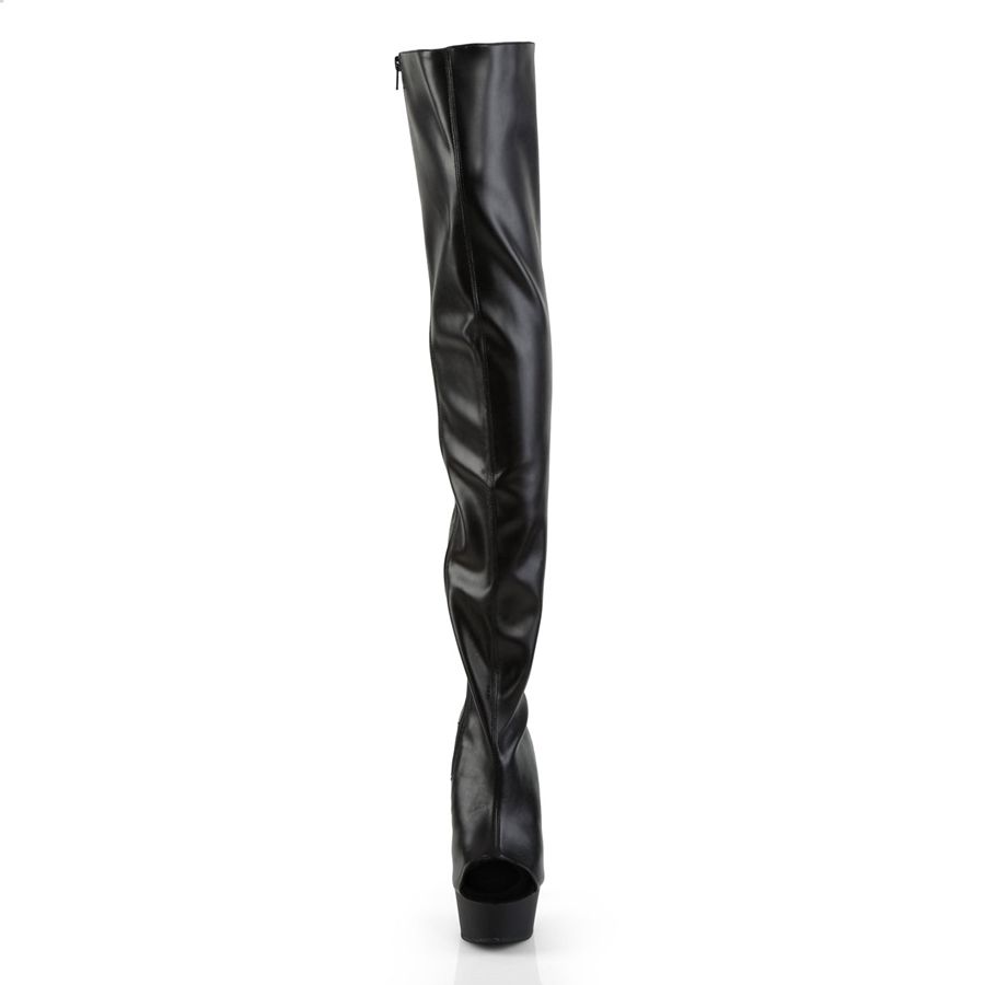 Women's Pleaser Delight-3017 Thigh High Boots Black | 613QFKAEC