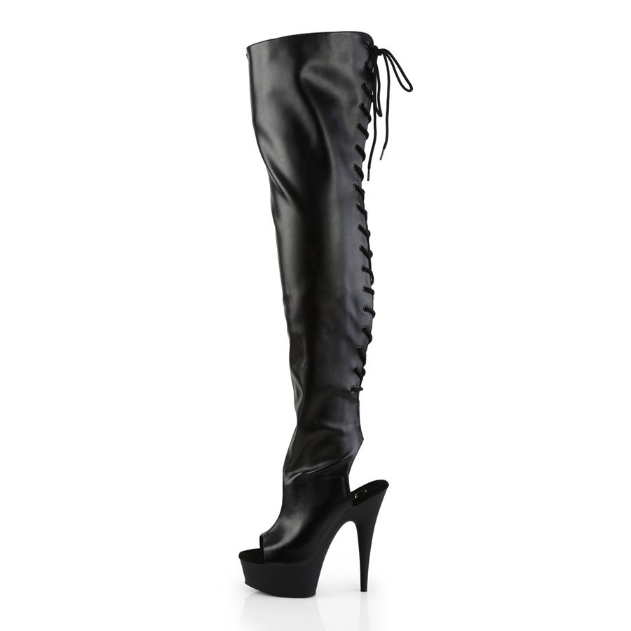 Women's Pleaser Delight-3017 Thigh High Boots Black | 613QFKAEC