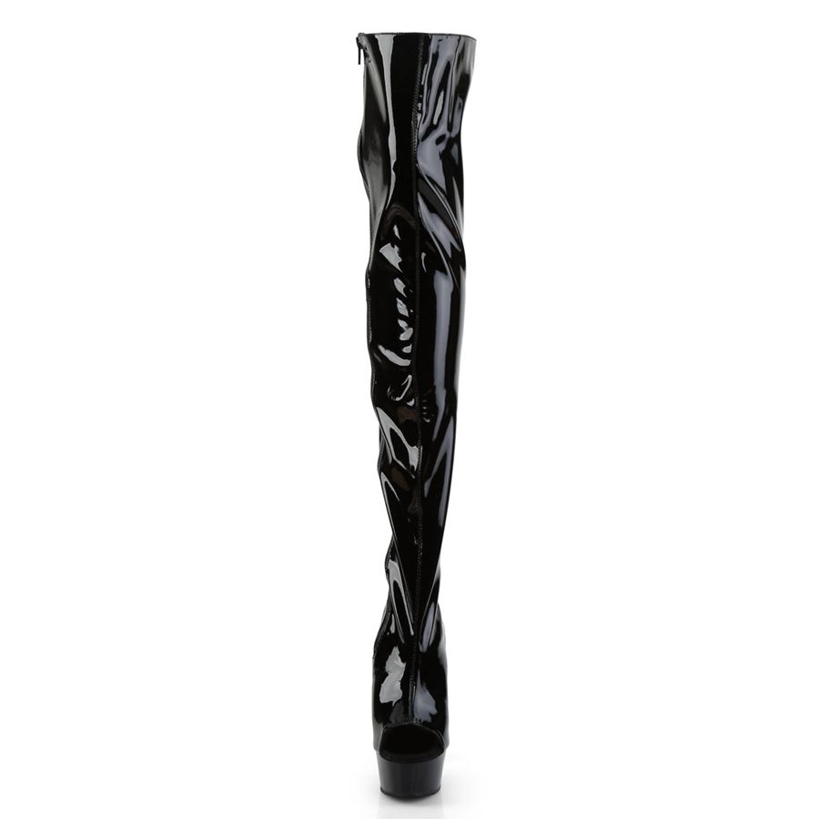 Women's Pleaser Delight-3017 Thigh High Boots Black | 937KFVHLE