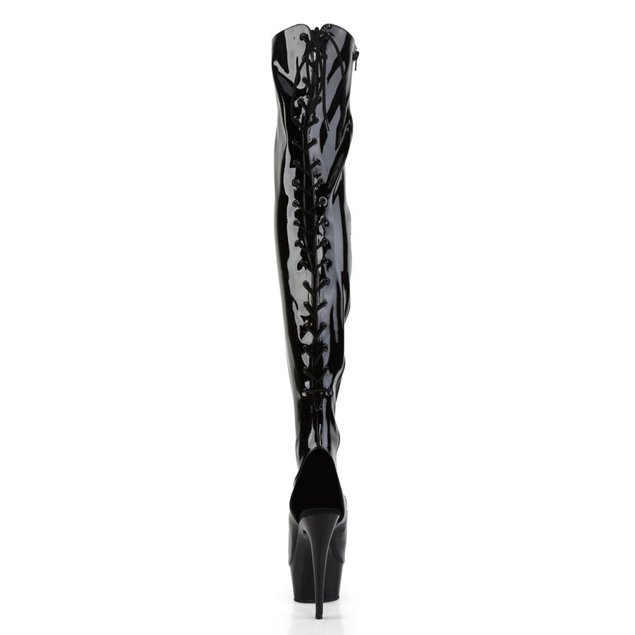 Women's Pleaser Delight-3017 Thigh High Boots Black | 937KFVHLE