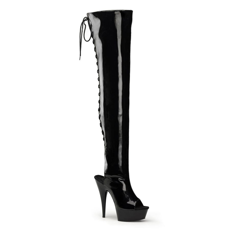 Women\'s Pleaser Delight-3017 Thigh High Boots Black | 937KFVHLE