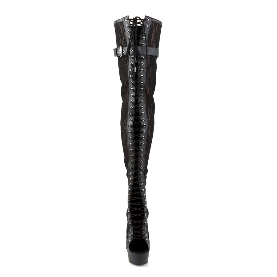 Women's Pleaser Delight-3025ML Thigh High Boots Black | 327WCLEGS