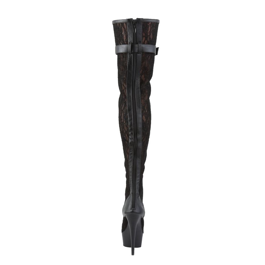 Women's Pleaser Delight-3025ML Thigh High Boots Black | 327WCLEGS