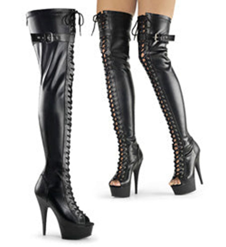 Women's Pleaser Delight-3025 Thigh High Boots Black | 714GNVUQC